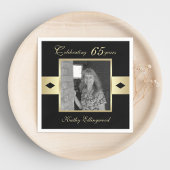 65th Verjaardagsfeestfoto op zwart Servet