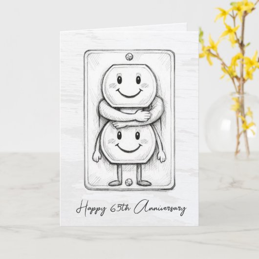 65th Wedding Anniversary Electrical Socket  Kaart (Gele Bloem)