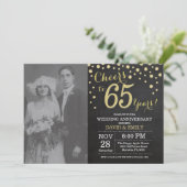 65th Wedding Jubileum Chalkboard Black en Gold Kaart (Staand voorkant)
