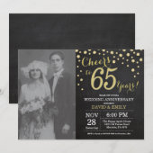65th Wedding Jubileum Chalkboard Black en Gold Kaart (Voorkant / Achterkant)