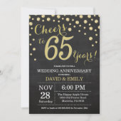 65th Wedding Jubileum Chalkboard Black en Gold Kaart (Voorkant)