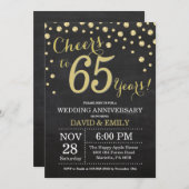 65th Wedding Jubileum Chalkboard Black en Gold Kaart (Voorkant / Achterkant)