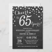 65th Wedding Jubileum Chalkboard Black Silver Kaart (Voorkant)