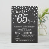 65th Wedding Jubileum Chalkboard Black Silver Kaart (Staand voorkant)