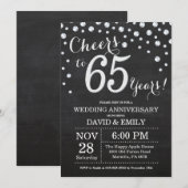 65th Wedding Jubileum Chalkboard Black Silver Kaart (Voorkant / Achterkant)