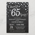 65th Wedding Jubileum Chalkboard Black Silver Kaart<br><div class="desc">65th Wedding Jubileum Chalkboard Black en Silver Invitation. 65 bruiloft Jubileum. Chalkboard Black en Silver Glitter Diamond Background Zilveren Confetti. Volwassen verjaardag. Vrouw of Man Man Birthday Party. Voor verdere aanpassing,  te klikken gelieve de knoop "van de Aanpassing het"en ons ontwerphulpmiddel te gebruiken om deze sjabloon te wijzigen.</div>