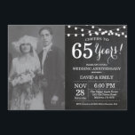 65th Wedding Jubileum Chalkboard Foto Kaart<br><div class="desc">Uitnodiging voor 65e Jubileum bruiloft met aangepaste foto. Chalkboard Achtergrond. Koord lichten. Zwart-Wit. 1e, 2e, 3e, 4e, 5e, 10e, 15e, 20e, 25e, 30e, 35e, 40e, 45e, 50e, 55e, 60e, 65e, 70e, 75e, 80e, om het even welke jaren. Volwassen verjaardag. Vrouw of Man Man Birthday Party. Voor verdere aanpassing, te klikken...</div>