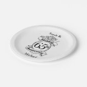 65th Wedding Jubileum Flowers Papieren Bordje (Gekanteld)