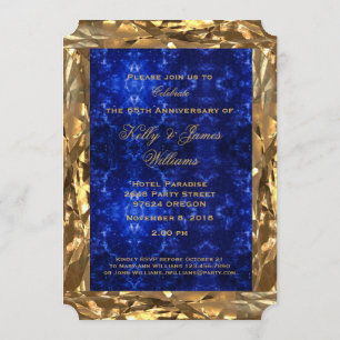 65th Wedding Jubileum Gold Blue Sapphire Chic Kaart