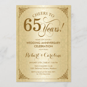 65th Wedding Jubileum - Gold Damask Kaart