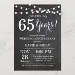 65th Wedding Jubileum Invitation Chalkboard Kaart<br><div class="desc">65e uitnodiging tot het Jubileum van het huwelijk. Chalkboard Achtergrond. Koord lichten. Zwart-Wit. 1e, 2e, 3e, 4e, 5e, 10e, 15e, 20e, 25e, 30e, 35e, 40e, 45e, 50e, 55e, 60e, 65e, 70e, 75e, 80e, om het even welke jaren. Volwassen verjaardag. Vrouw of Man Man Birthday Party. Voor verdere aanpassing, te klikken...</div>