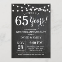 65th Wedding Jubileum Invitation Chalkboard