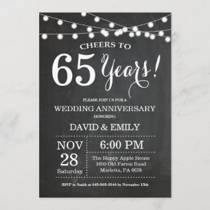 65th Wedding Jubileum Invitation Chalkboard Kaart