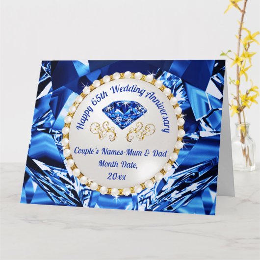 65th Wedding Jubileum Kaart voor moeder en vader, (Gele Bloem)