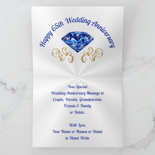 65th Wedding Jubileum Kaart voor moeder en vader, (Binnen)