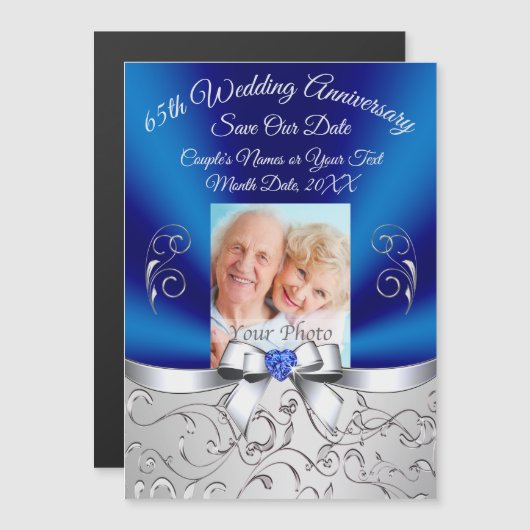 65th Wedding Jubileum Magnetic Save the Dates Magnetische Uitnodiging (Voorkant / Achterkant)