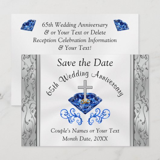 65th Wedding Jubileum sparen de Datumkaarten Kaart (Voorkant / Achterkant)