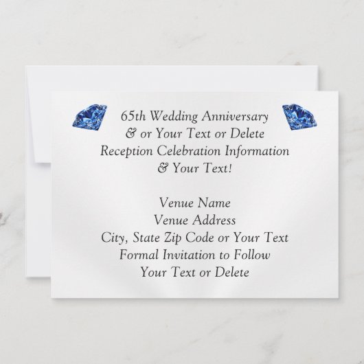 65th Wedding Jubileum sparen de Datumkaarten Kaart (Achterkant)