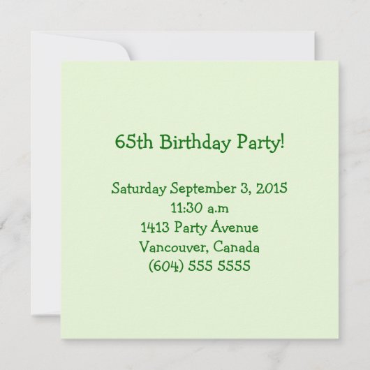 65th Yard Birthday Invitation Kaart (Achterkant)