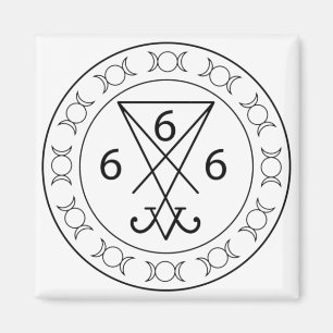 666 Lucifers sigil Black Magneet