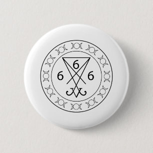 666 Lucifers sigil Black Ronde Button 5,7 Cm
