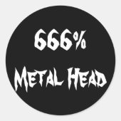 666%Metaal hoofd Ronde Sticker (Voorkant)