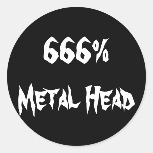 666%Metaal hoofd Ronde Sticker (Voorkant)