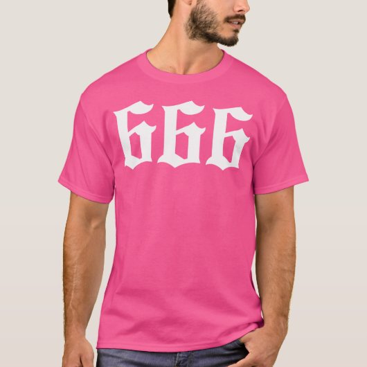666 (Oudengels) Nummer van het Beest Satanic Symb T-shirt (Voorkant)