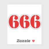 666 (rood) sticker (Vel)