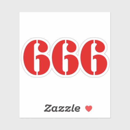 666 (rood) sticker (Vel)