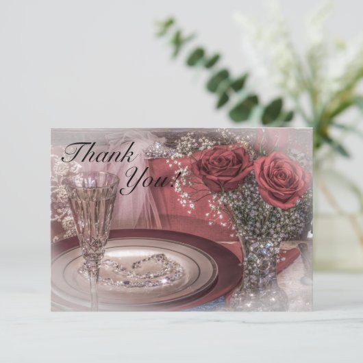 6679-Bruid's Seat aan Trouwtafel Bedankkaart (Staand voorkant)