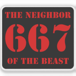 667 De buurman van het beest (rood op zwart) Sticker