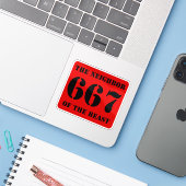 667 De buurman van het beest (zwart op rood) Sticker (Laptop met iPhone)