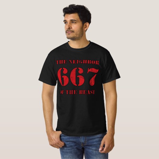 667 De naaste van het beest ( rood) T-shirt (Voorkant volledig)