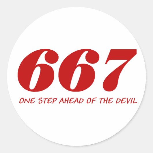 667 - One Step Ahead Of The Devil - Red Ronde Sticker (Voorkant)