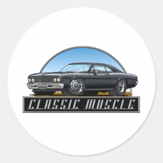 66 Chevelle Black Ronde Sticker (Voorkant)