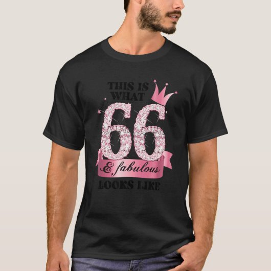 66 & Fabulous I Pink White Party Group Candid Phot T-shirt (Voorkant)