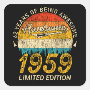 66 jaar oud 1959 Retro Geweldige 66ste verjaardags Vierkante Sticker