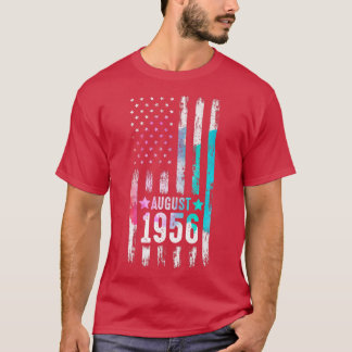 66 jaar oud, augustus 1956 Amerikaanse vlag 66th B T-shirt