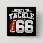 66 Jaar Oud Tackle Football Party 66e Verjaardag Vierkante Button 5,1 Cm (Voorkant)