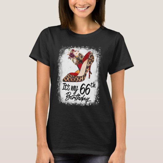 66 jaar oude High Heels Leopard Het is mijn 66e ge T-shirt (Voorkant)