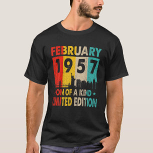 66 jaar Oude Vintage Februari 1957 Mannen Wo T-shirt
