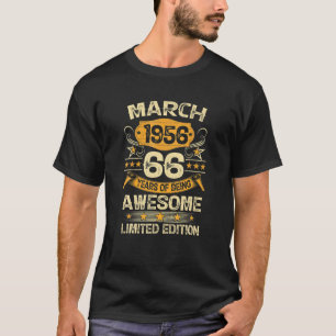 66 jaar oude Vintage maart 1956 66e verjaardag T-shirt