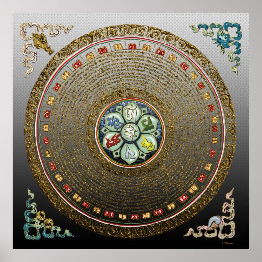 [66] Rond Tibetaans "OM" Mantra Mandala Poster (Voorkant)