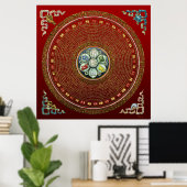 [66] Rond Tibetaans "OM" Mantra Mandala Poster (Thuiskantoor)