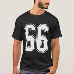#66 Witte omtrek nummer 66 Sport Fan Jersey Styl T-shirt