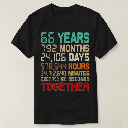 66 Years Together Couple Matching 66th Wedding Ann T-shirt (Design voorkant)