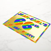 66e Birthday Party — Fun, regenboogspectrum "66" Folie Uitnodiging (Gedraaid)