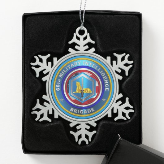 66e brigade van de militaire inlichtingendienst tin sneeuwvlok ornament (Kistje)
