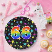 66e Evenement: Vet, Leuk, Kleurrijke Regenboog 66 Papieren Bordje (Feest)